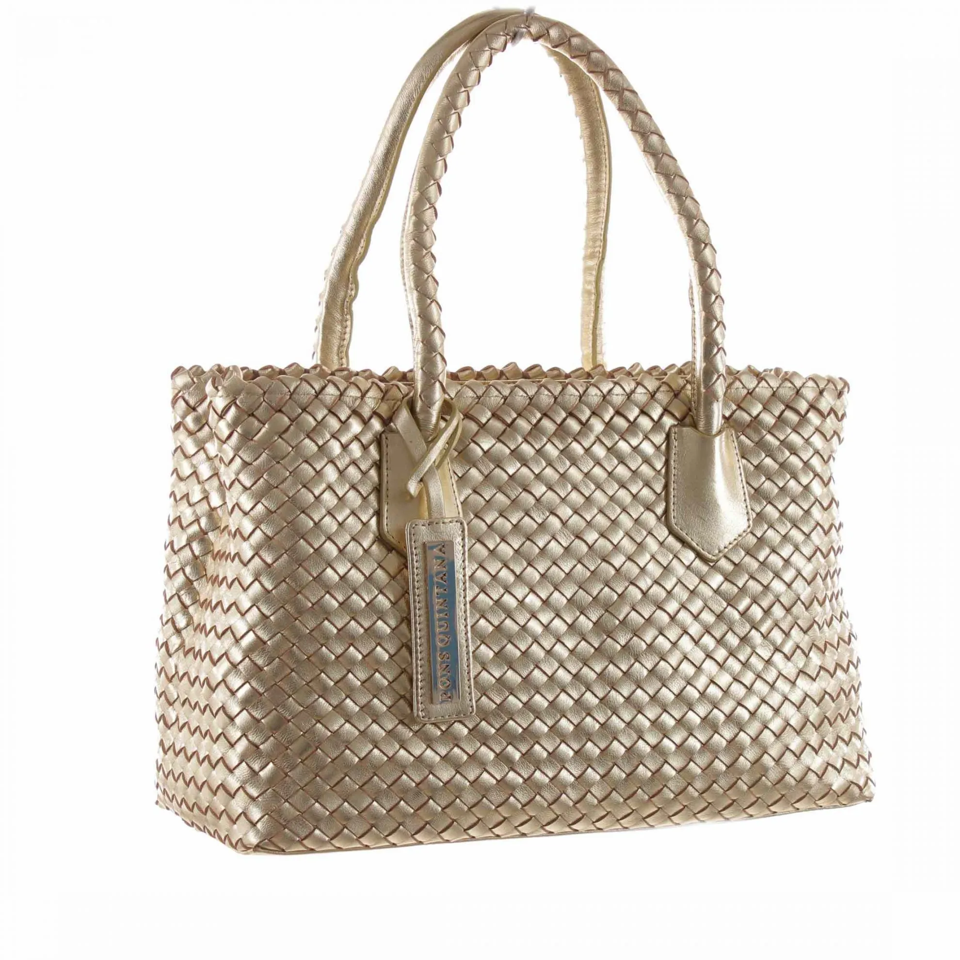 Borsa shopping in pelle intrecciata