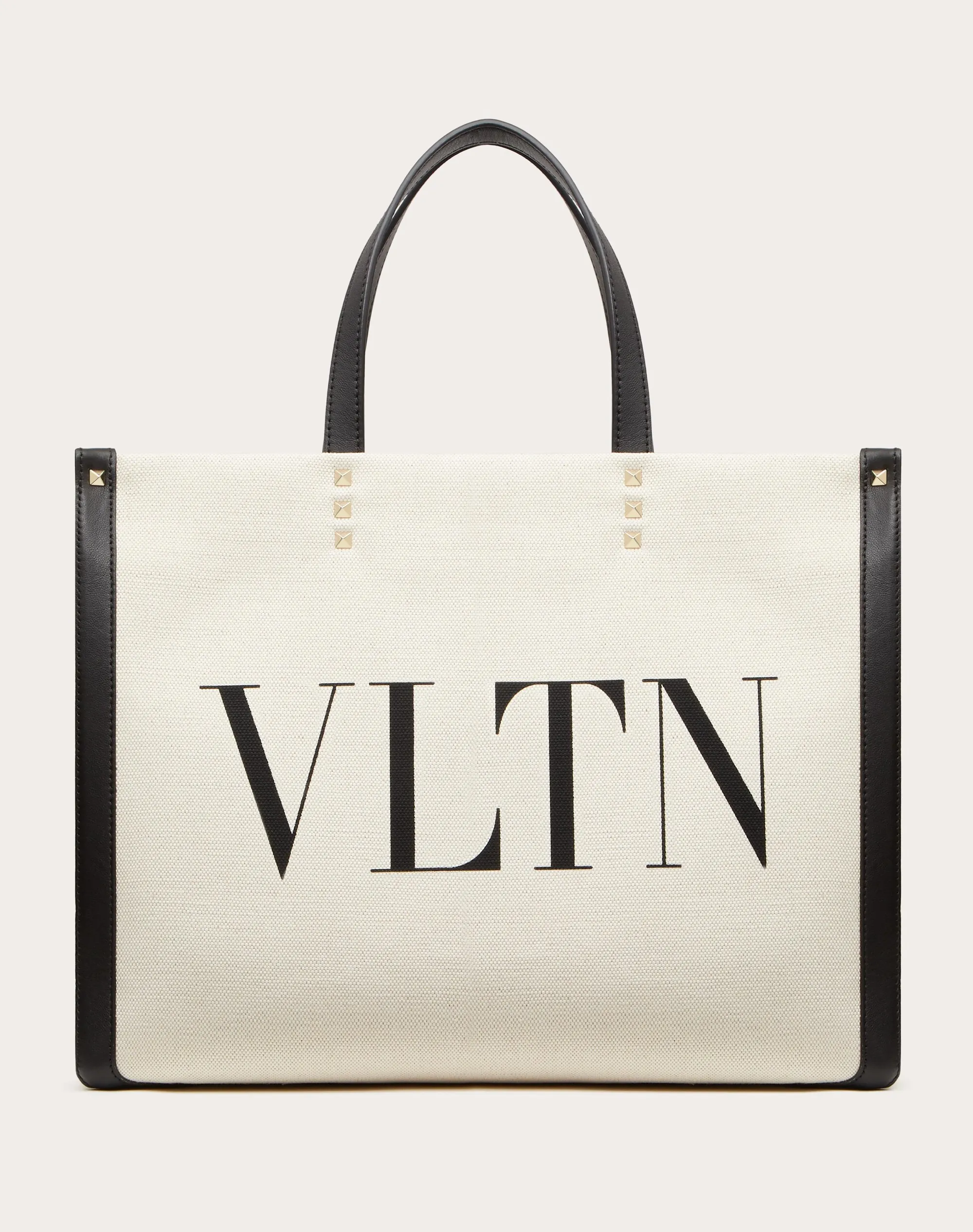 BORSA SHOPPING PICCOLA IN CANVAS CON STAMPA VLTN