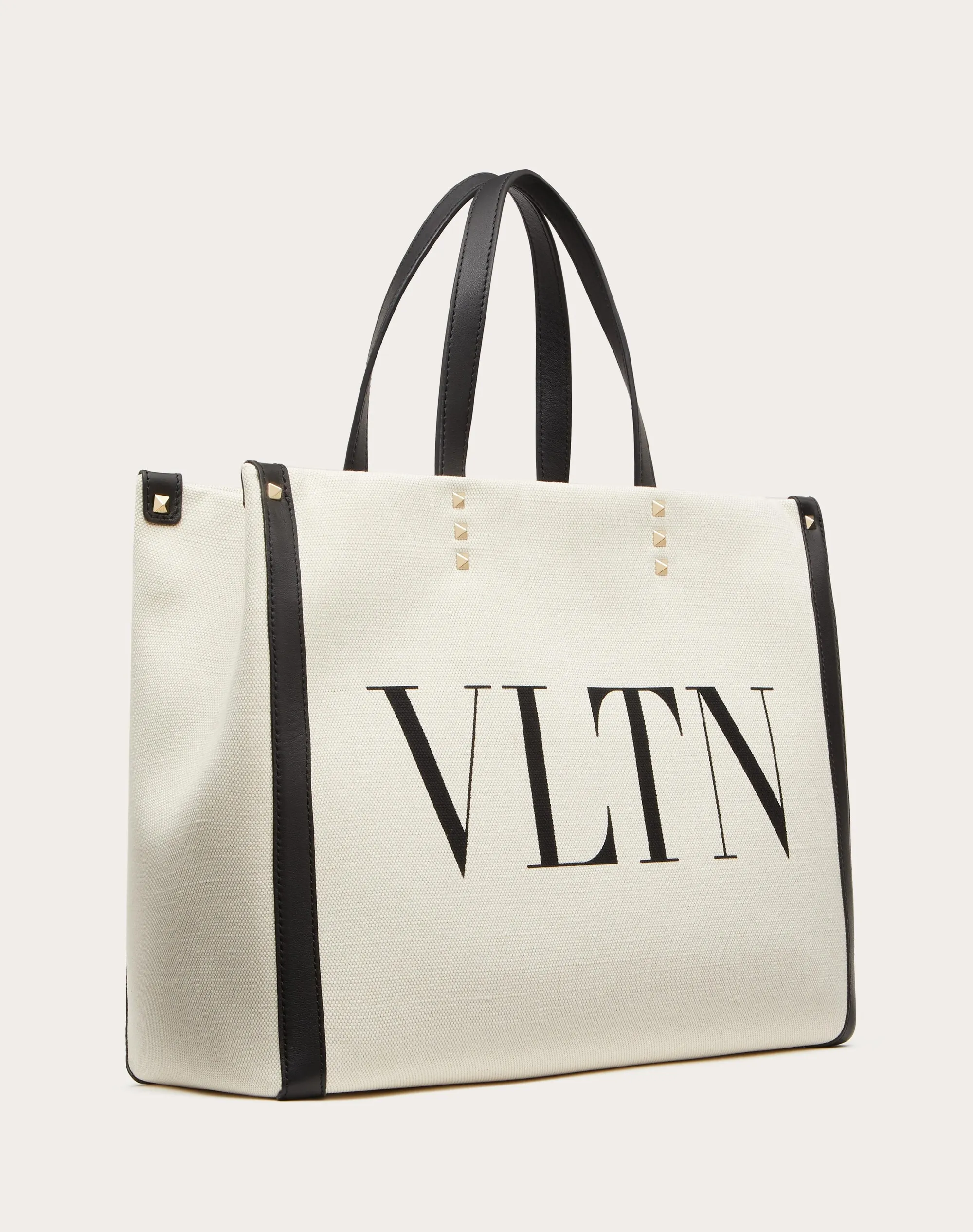 BORSA SHOPPING PICCOLA IN CANVAS CON STAMPA VLTN