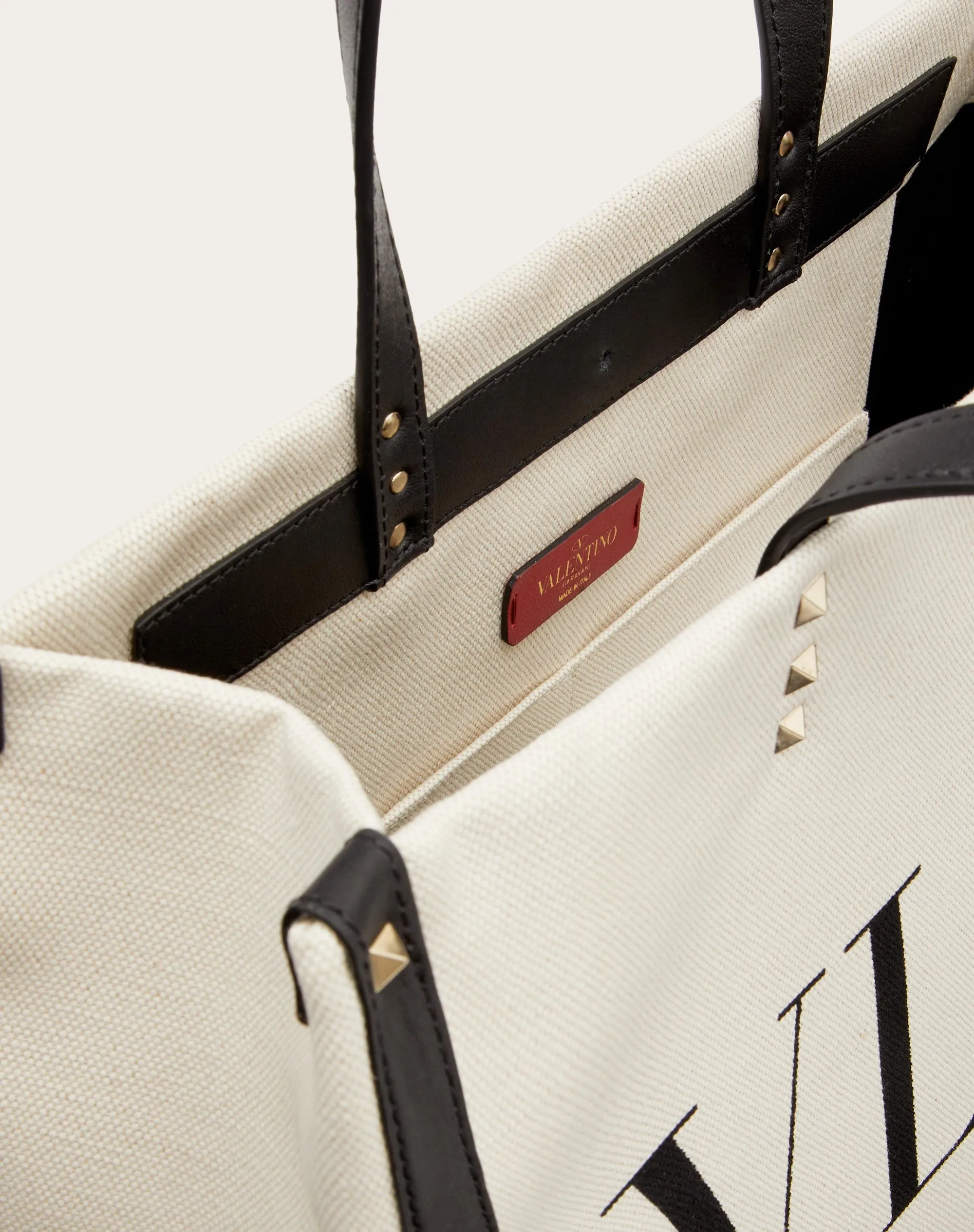 BORSA SHOPPING PICCOLA IN CANVAS CON STAMPA VLTN