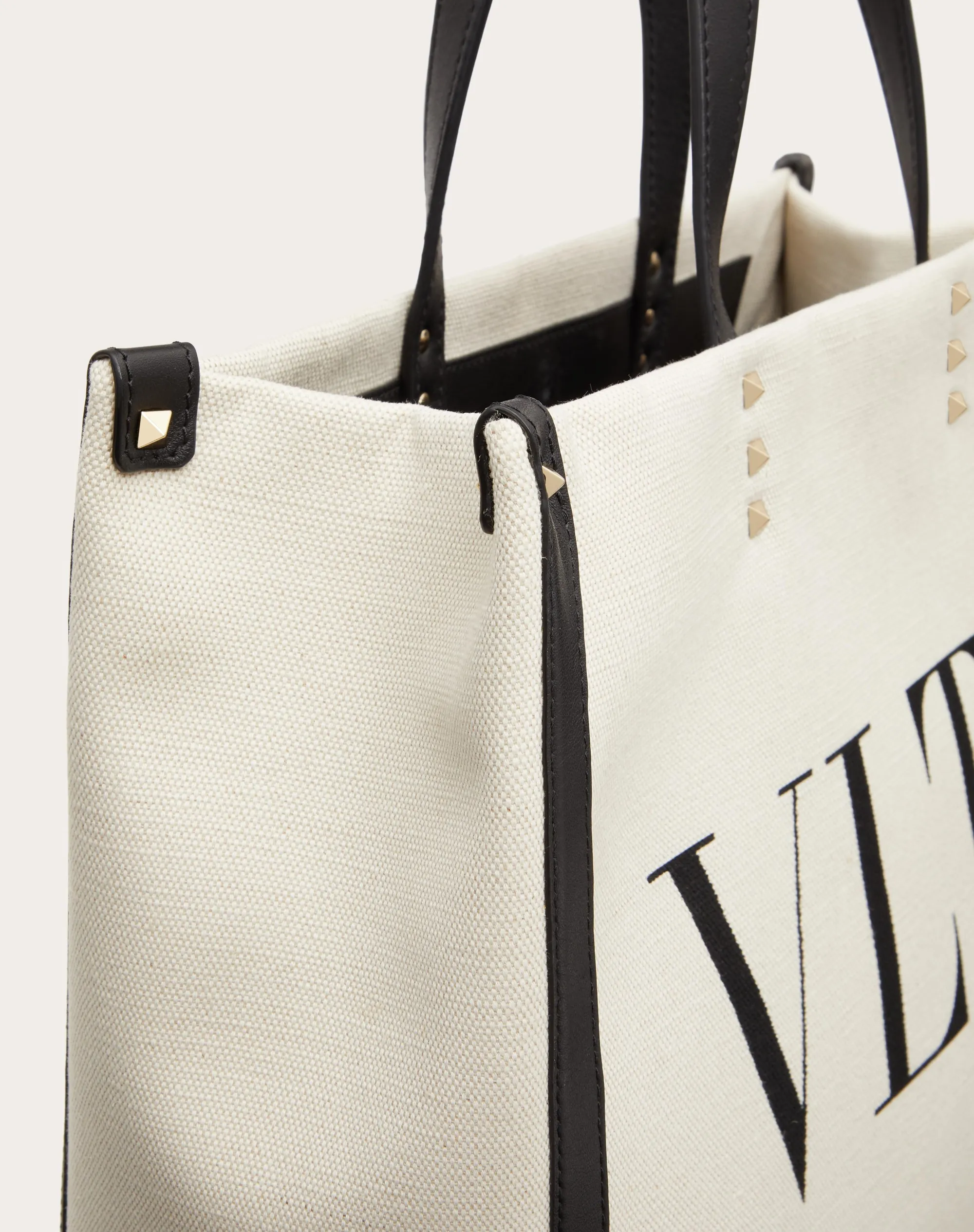 BORSA SHOPPING PICCOLA IN CANVAS CON STAMPA VLTN