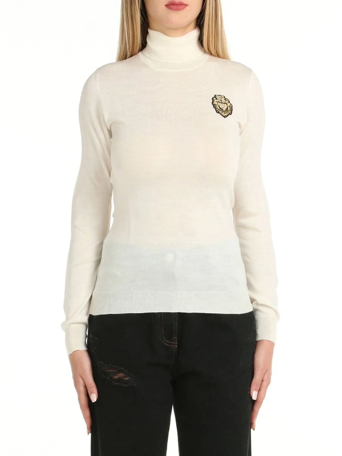BOUTIQUE MOSCHINO   MAGLIA A COLLO ALTO CON PATCH