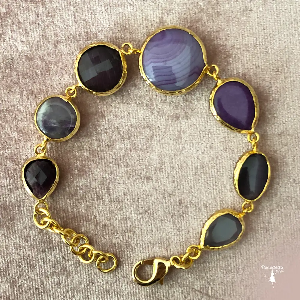 BRACCIALE ANKARA PIETRE TRASLUCIDE VIOLA BENEDETTA FOLLIA