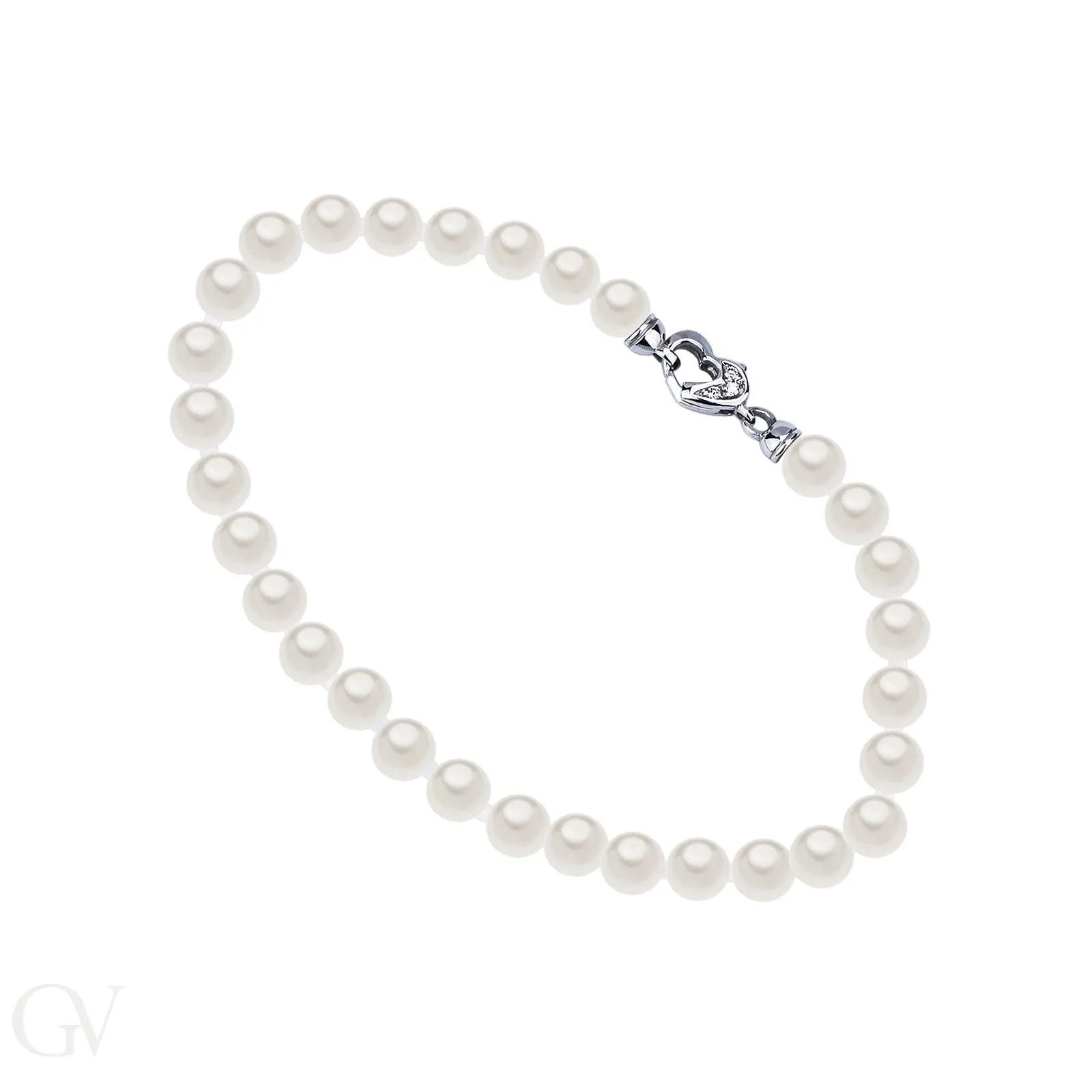 Bracciale di perle giapponesi con chiusura in oro bianco 18k e diamanti