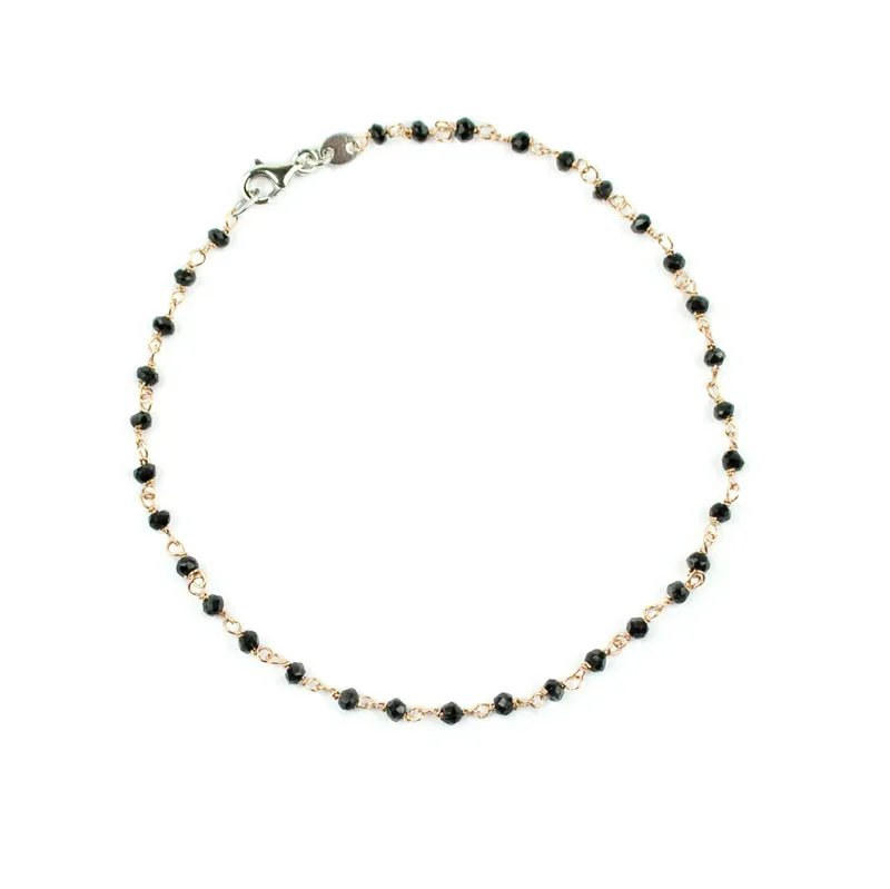 Bracciale uomo con spinello nero, in oro rosè