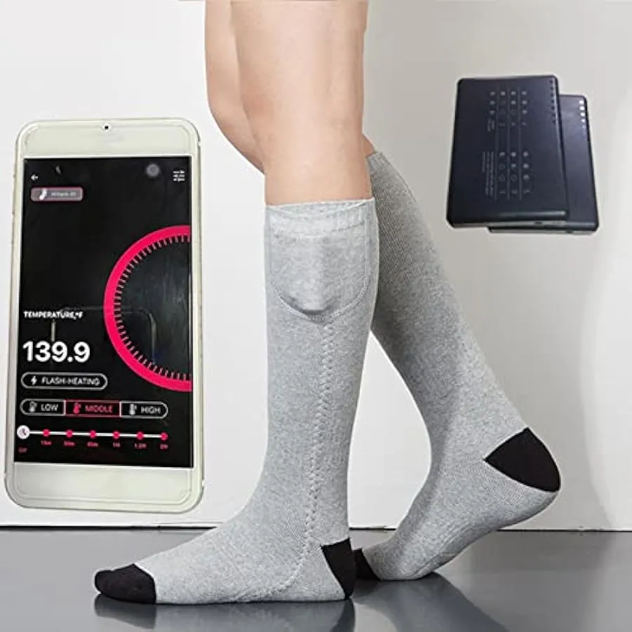 Calzini termici elettrici riscaldati, calzini elettrici da donna – Calzini invernali ricaricabili con telecomando per telefono –