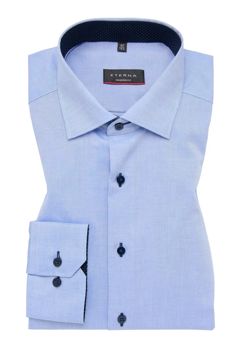 Camicia celeste eterna modern fit in cotone no stiro