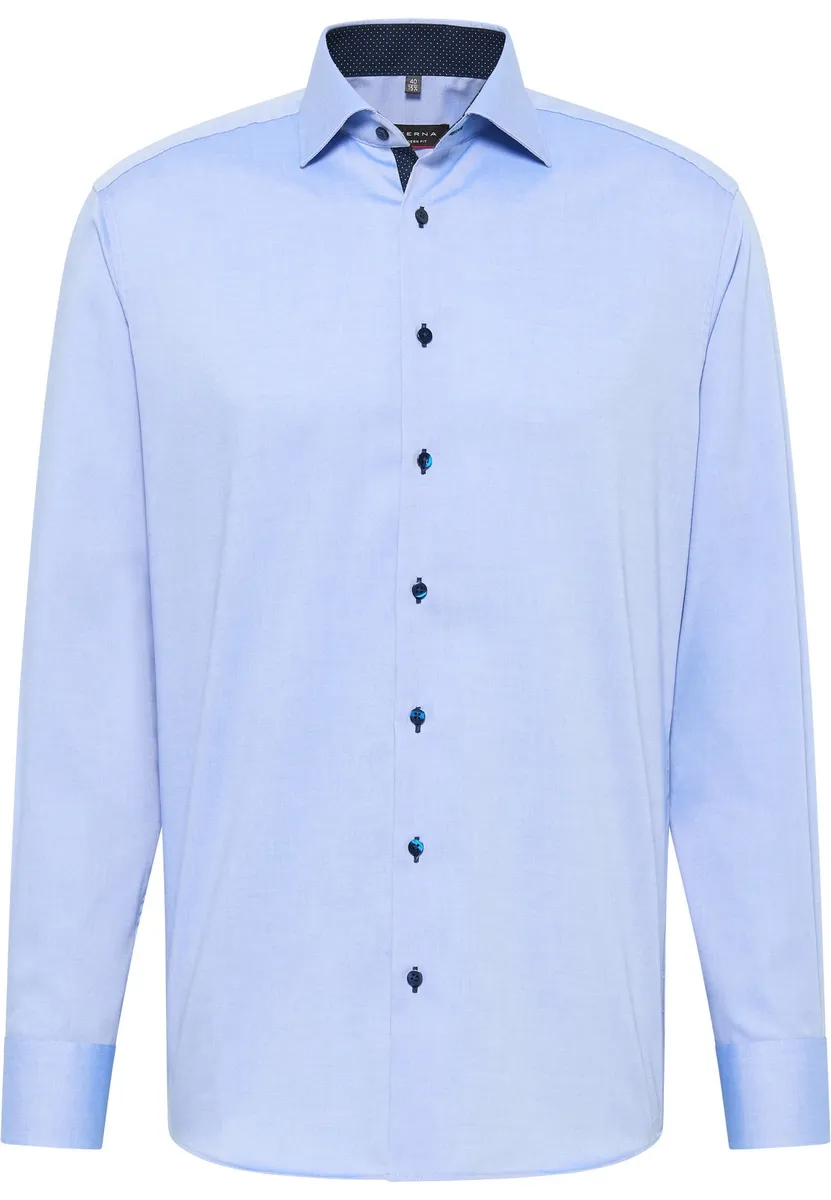 Camicia celeste eterna modern fit in cotone no stiro