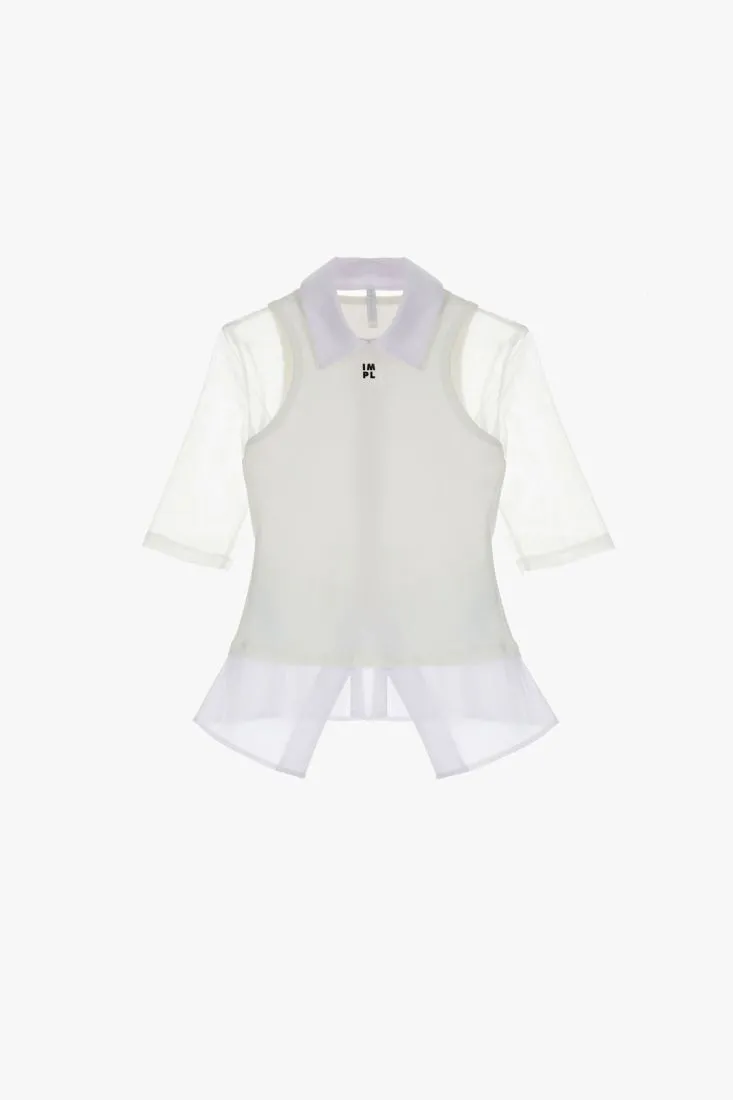 Camicia con top a coste e logo