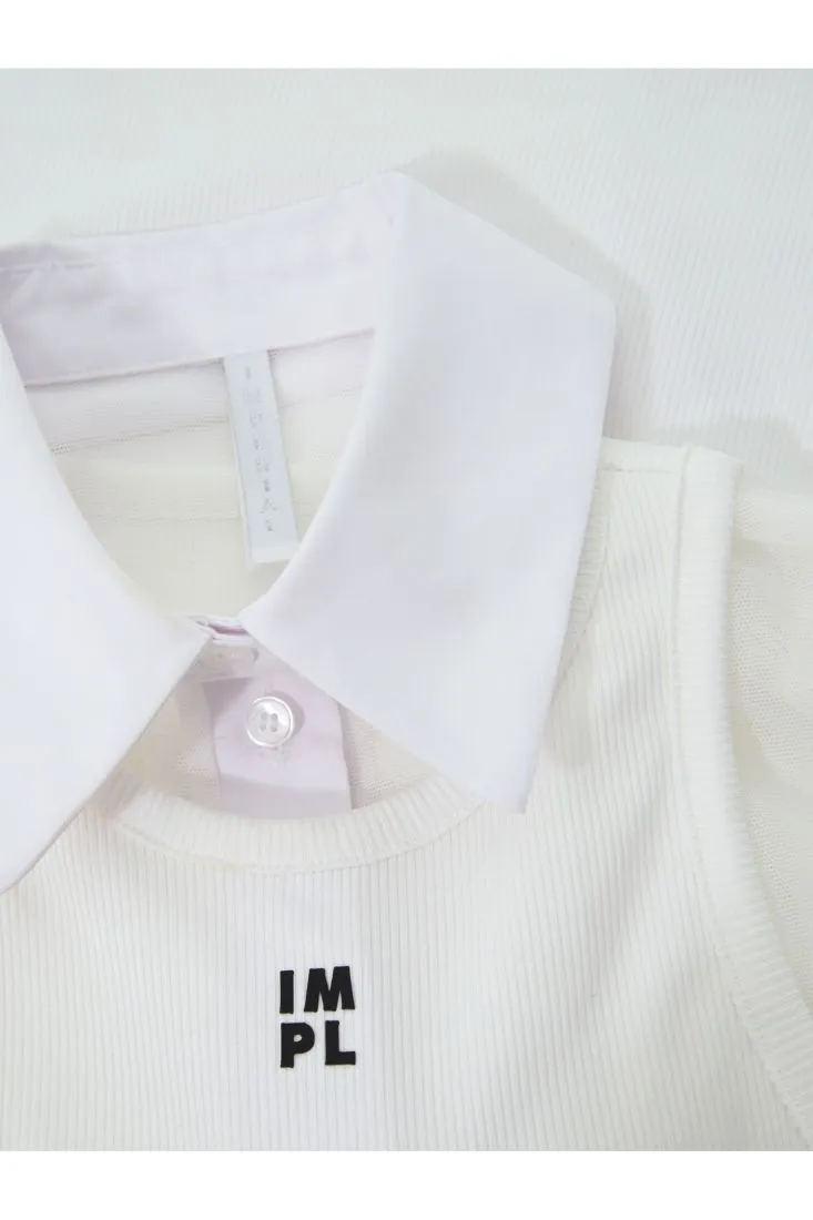 Camicia con top a coste e logo