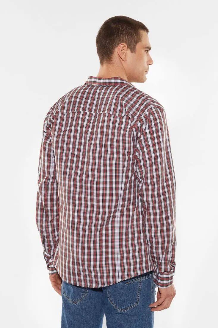 Camicia fantasia a quadri in puro cotone