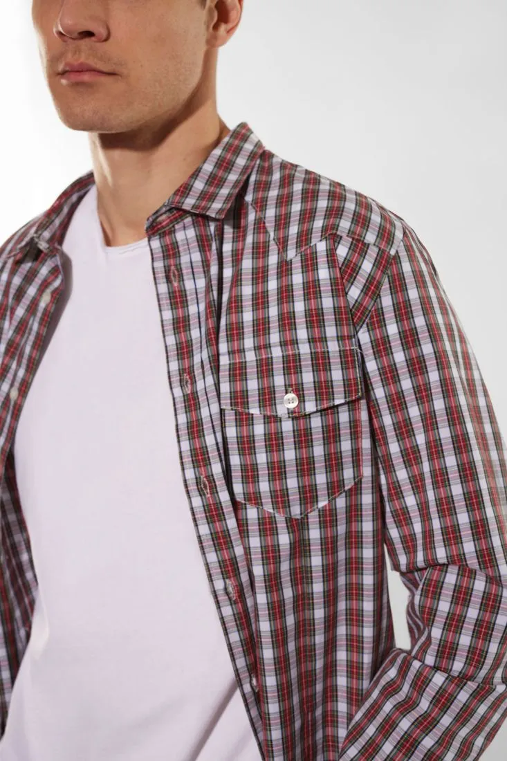 Camicia fantasia a quadri in puro cotone