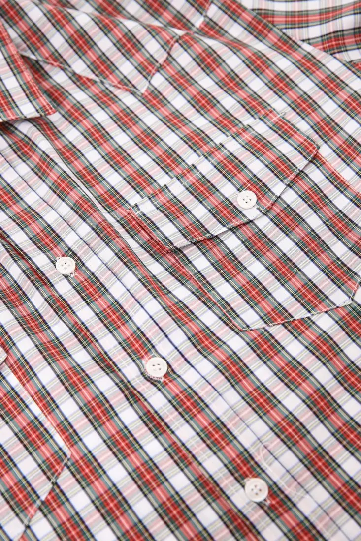 Camicia fantasia a quadri in puro cotone