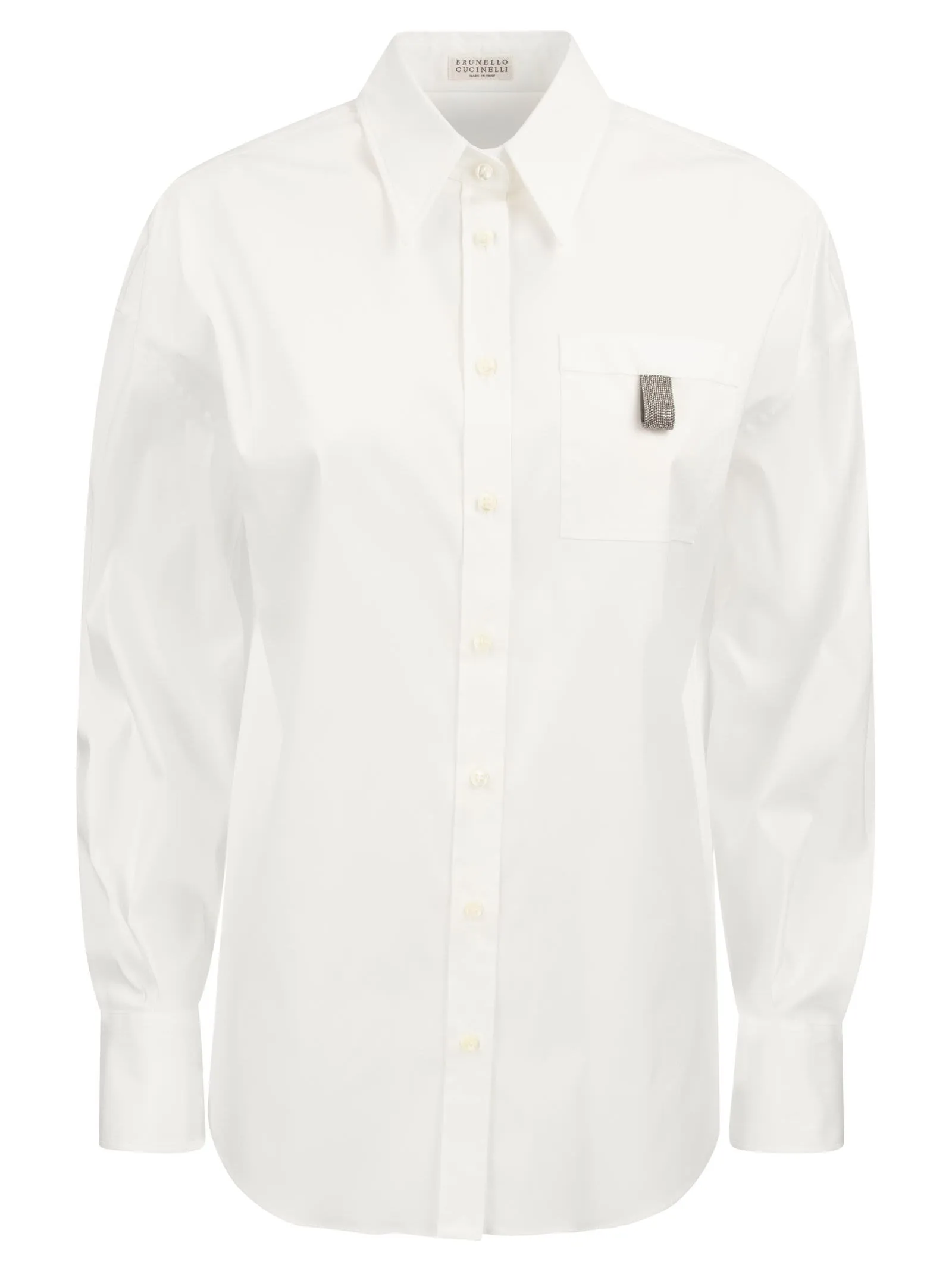 Camicia in popeline di cotone stretch con “Shiny Tab”