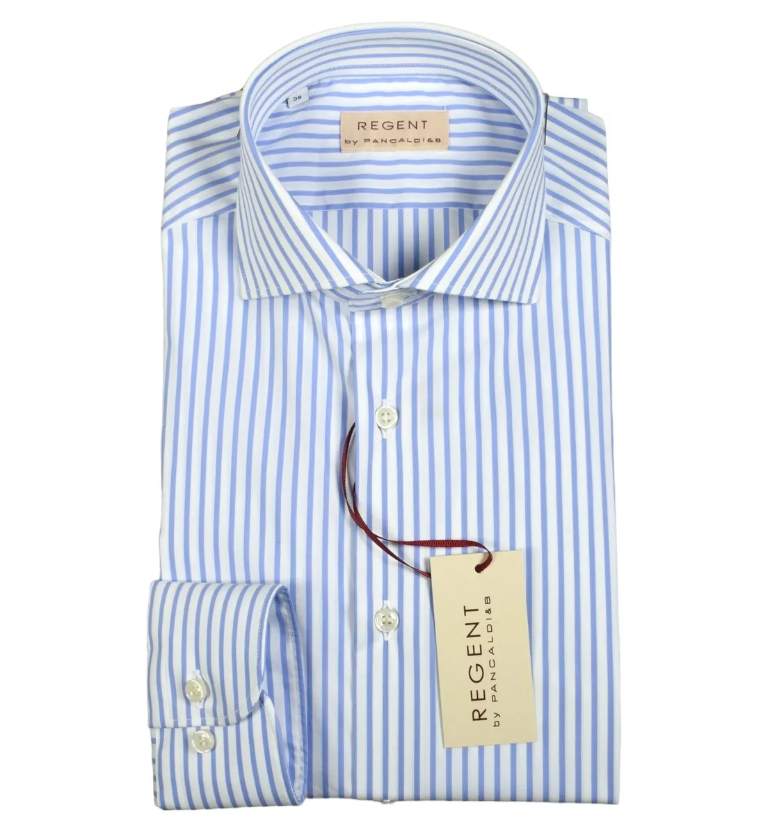 Camicia pancaldi slim fit a righe azzurro cotone stretch