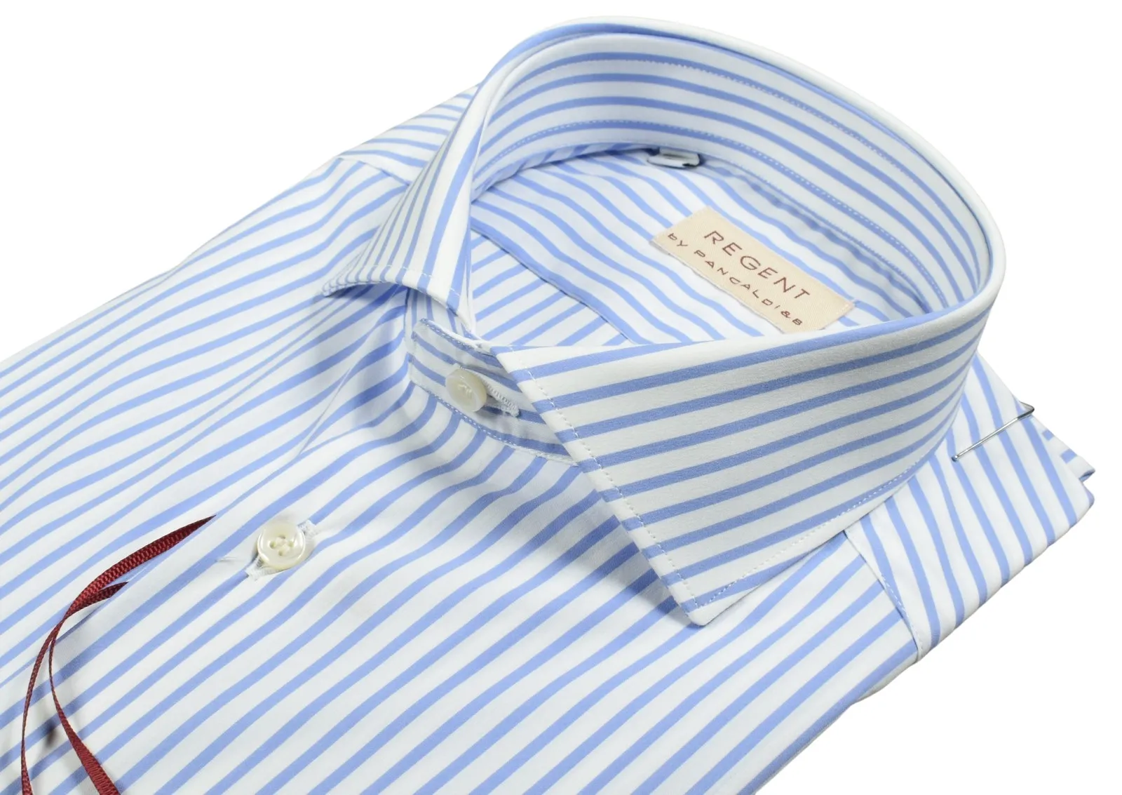 Camicia pancaldi slim fit a righe azzurro cotone stretch