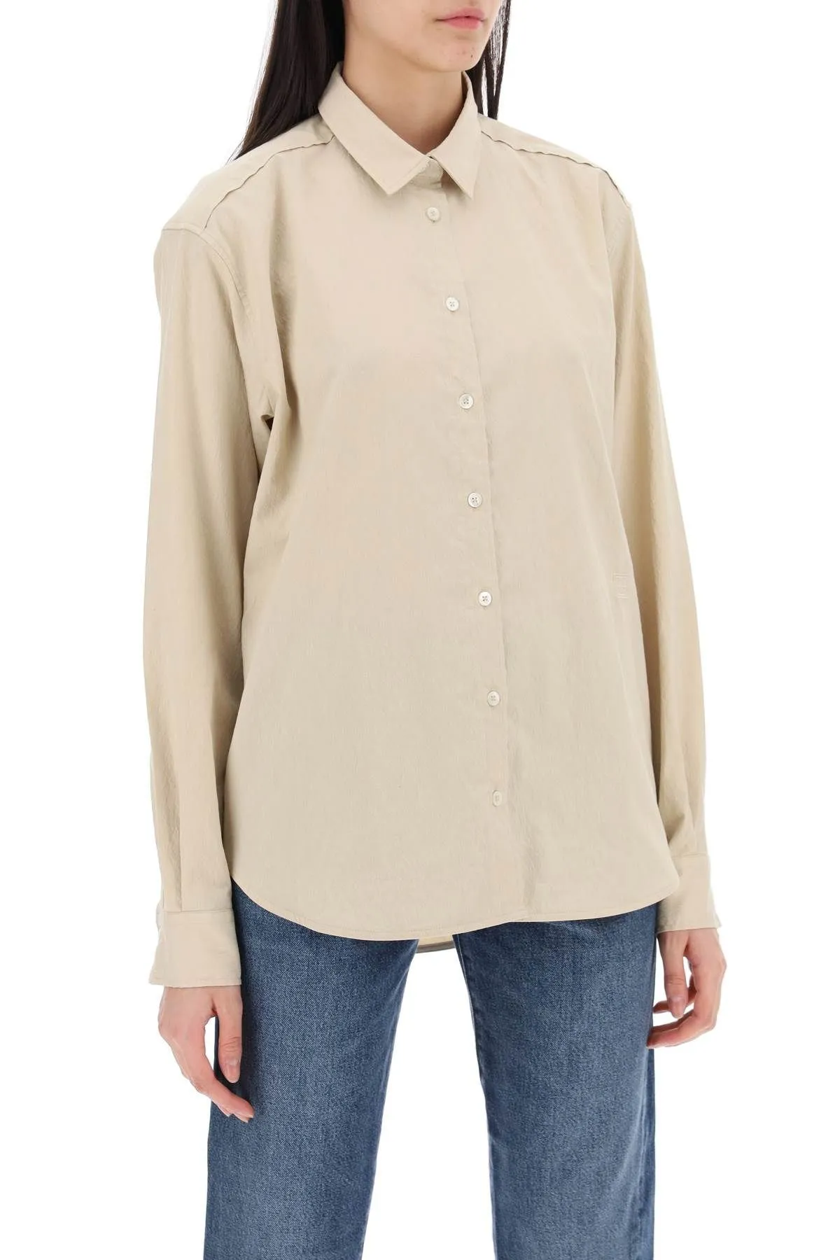 Camicia Signature in tessuto froissé