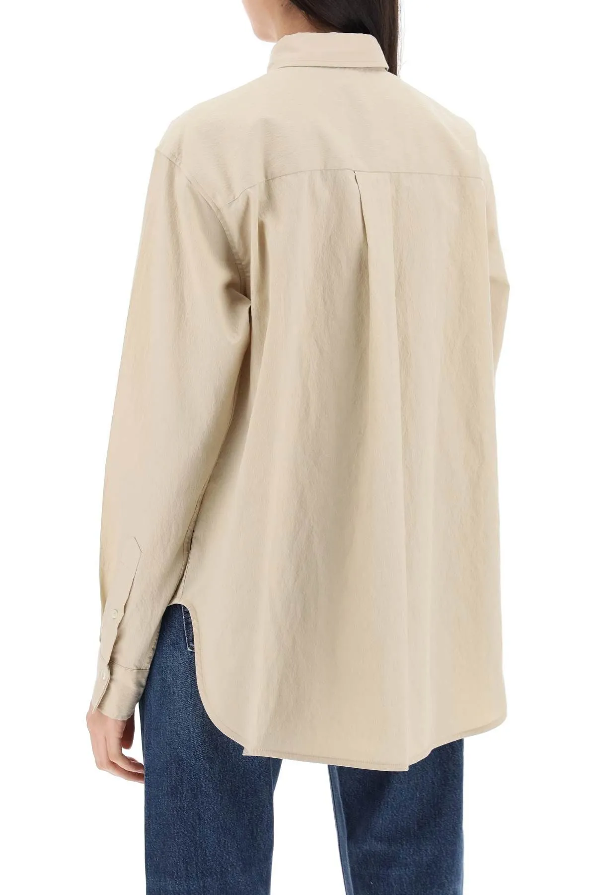 Camicia Signature in tessuto froissé