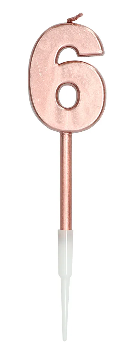 Candelina numero 6 rosa