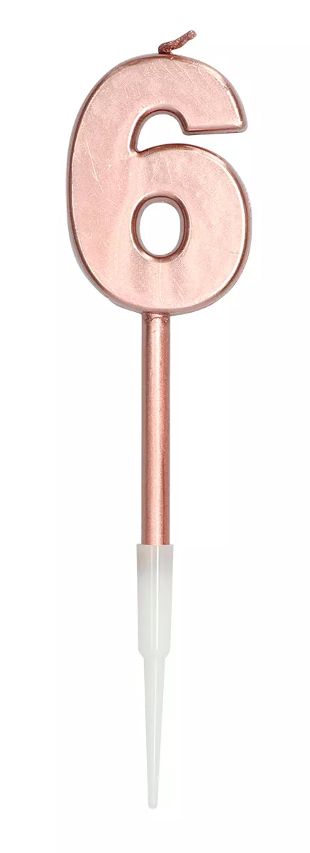 Candelina numero 6 rosa