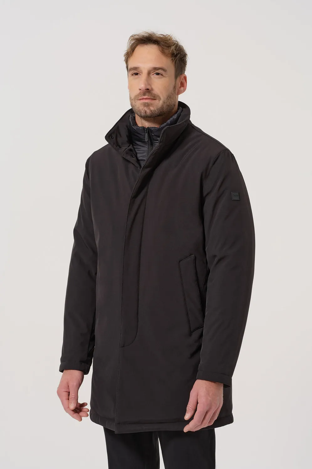 Car Coat Imbottito con Pettorina Staccabile Nero