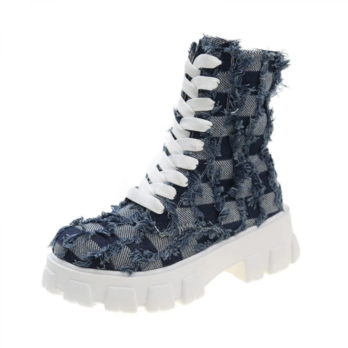 Chelsea Stivali Alla Caviglia Lace Up Punta Rotonda Scarpe da Donna Punk 2023 Inverno Nuovo Goth Stivali da Moto Gladiatore Dell