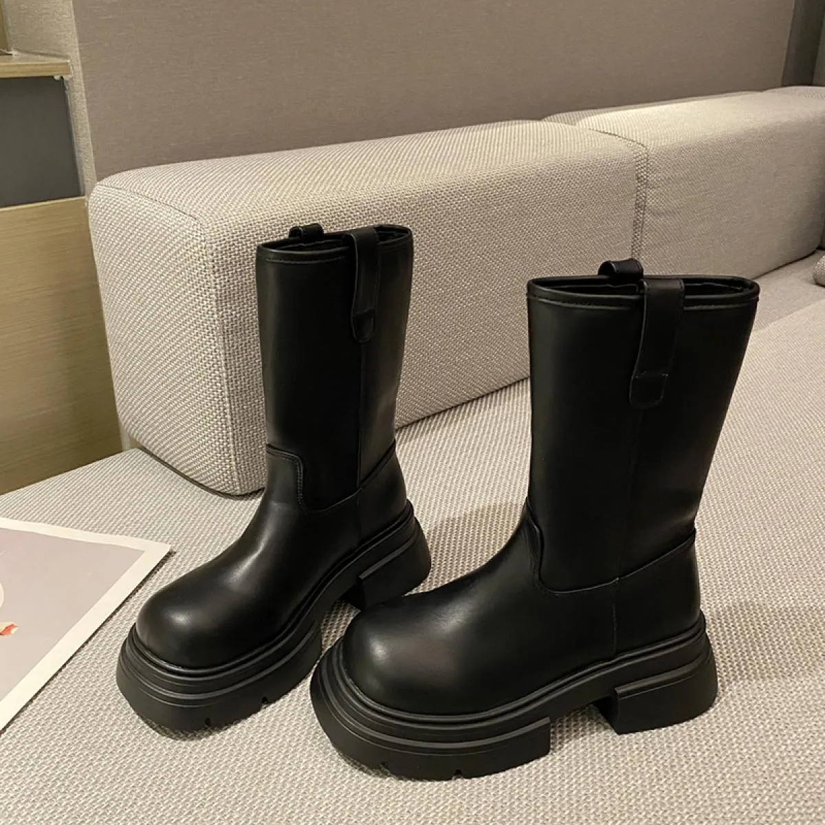 Chelsea Stivali Moto Tacchi Medi Scarpe Da Donna 2023 Nuovo di Zecca Stivali Invernali Fad Goth Punk Casual Gladiatore Stivali C