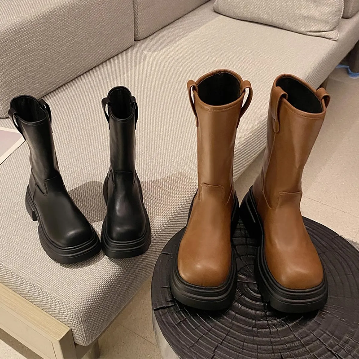 Chelsea Stivali Moto Tacchi Medi Scarpe Da Donna 2023 Nuovo di Zecca Stivali Invernali Fad Goth Punk Casual Gladiatore Stivali C
