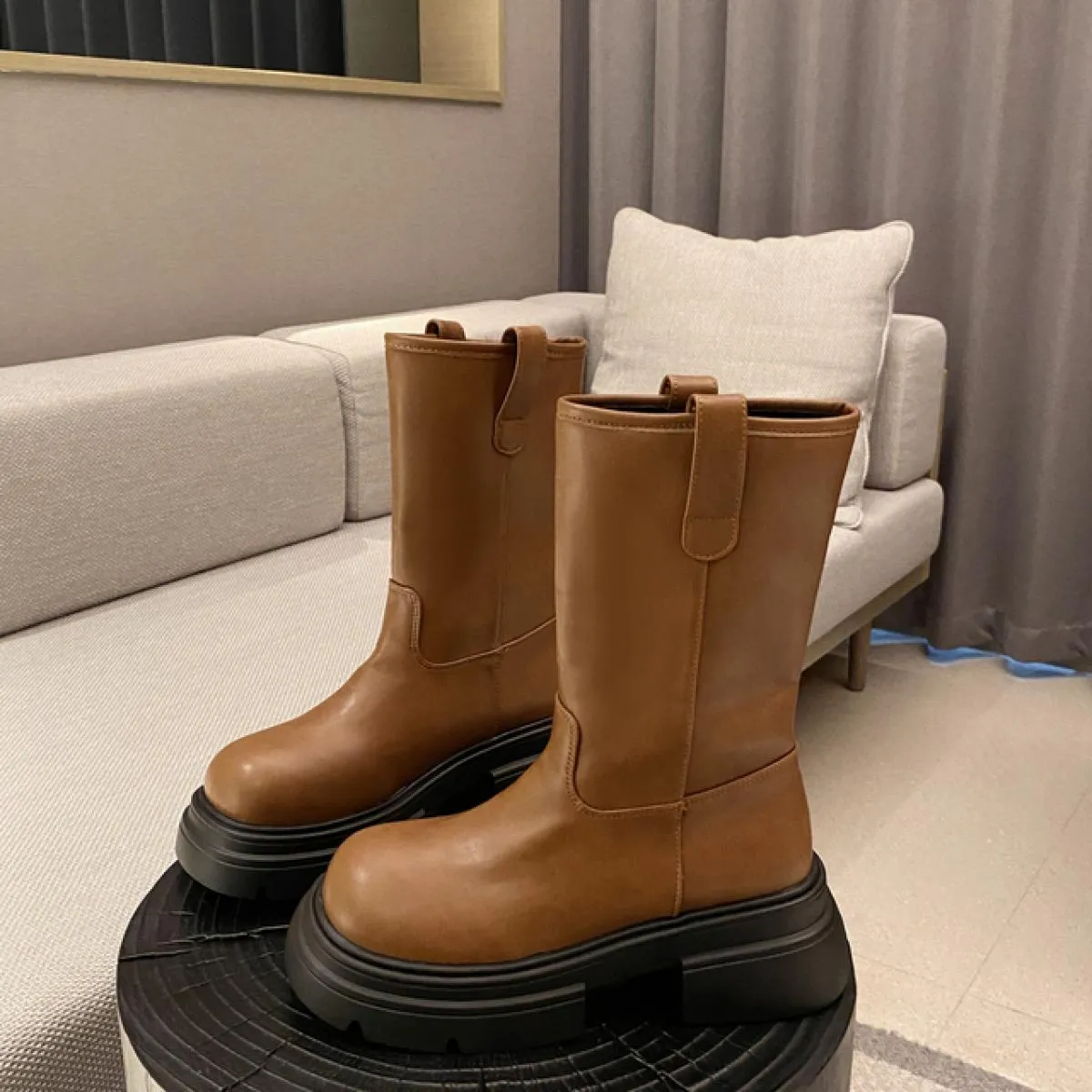 Chelsea Stivali Moto Tacchi Medi Scarpe Da Donna 2023 Nuovo di Zecca Stivali Invernali Fad Goth Punk Casual Gladiatore Stivali C