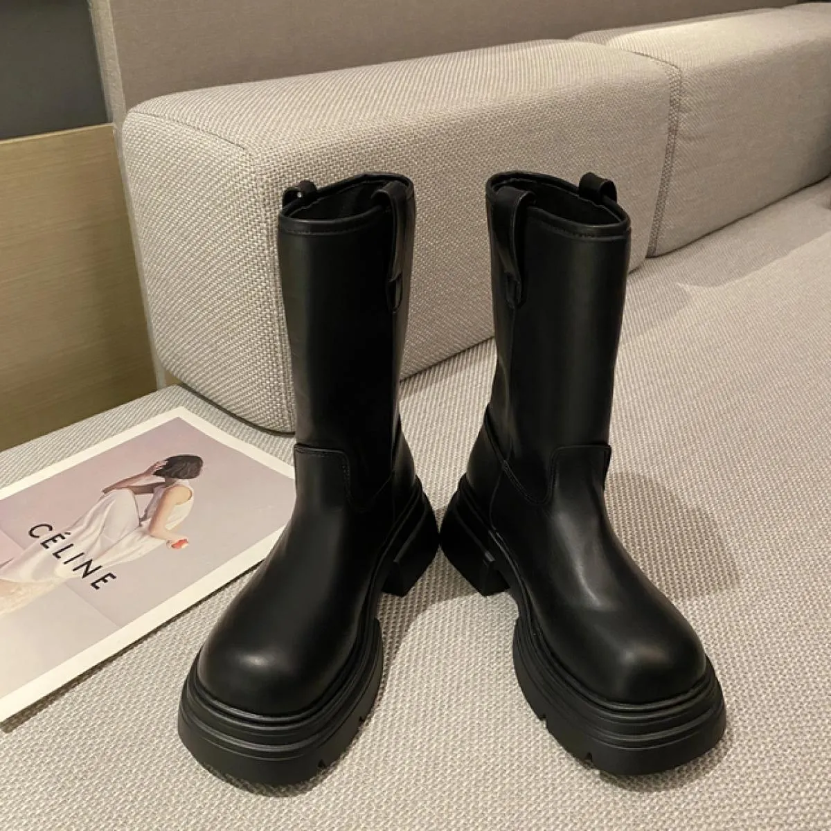 Chelsea Stivali Moto Tacchi Medi Scarpe Da Donna 2023 Nuovo di Zecca Stivali Invernali Fad Goth Punk Casual Gladiatore Stivali C
