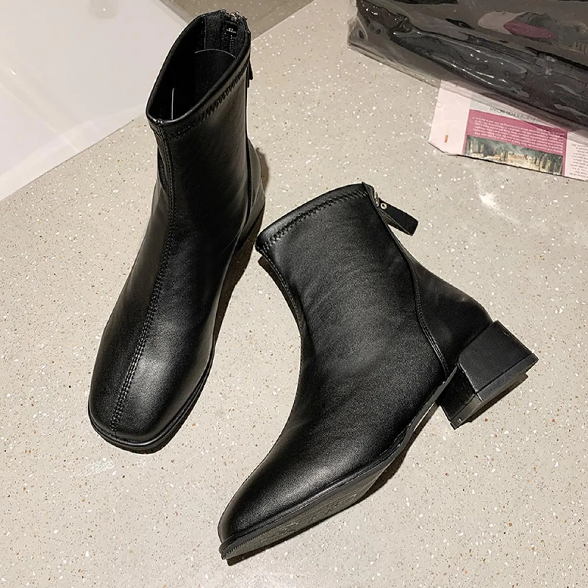Chunky Donne Chelsea Stivali Tacchi Medi Moda Inverno Scarpe Alla Caviglia 2023 Nuove Pompe Casual Stivali Da Moto Goth Punta Qu