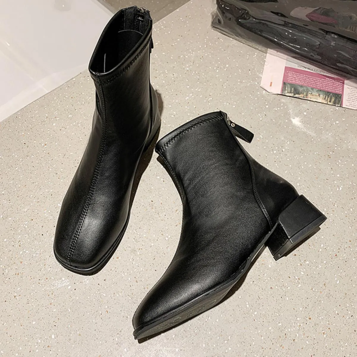 Chunky Donne Chelsea Stivali Tacchi Medi Moda Inverno Scarpe Alla Caviglia 2023 Nuove Pompe Casual Stivali Da Moto Goth Punta Qu