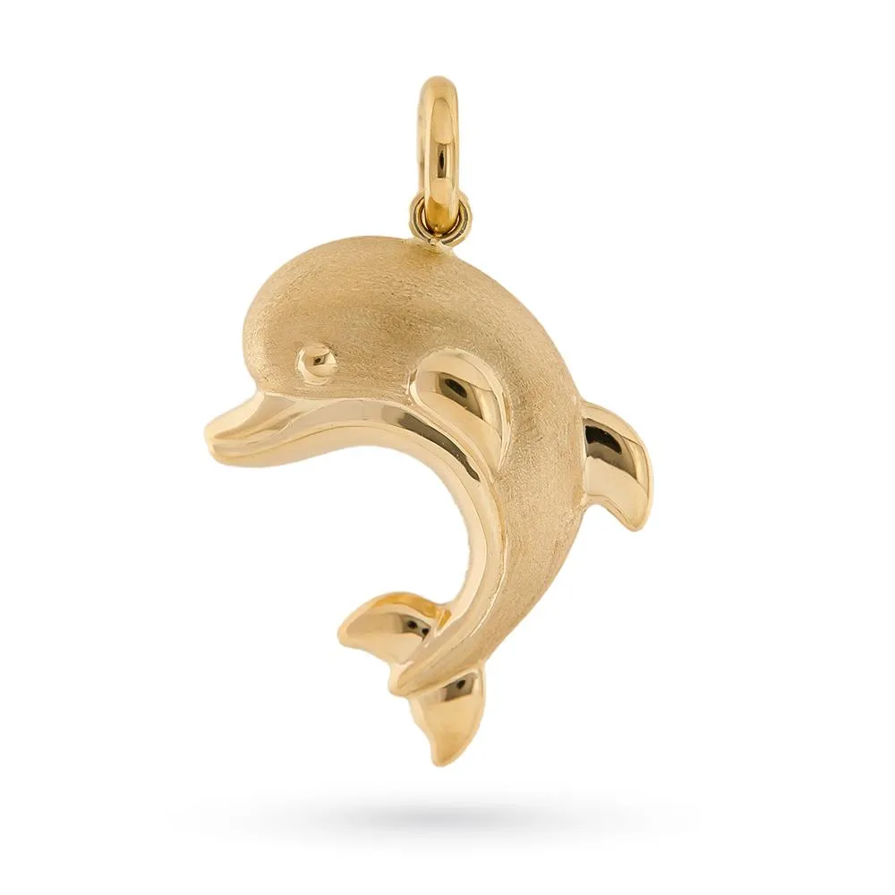 Ciondolo delfino grande oro giallo 18kt satinato lucido