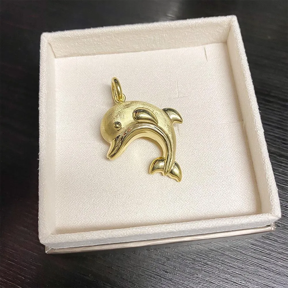 Ciondolo delfino grande oro giallo 18kt satinato lucido