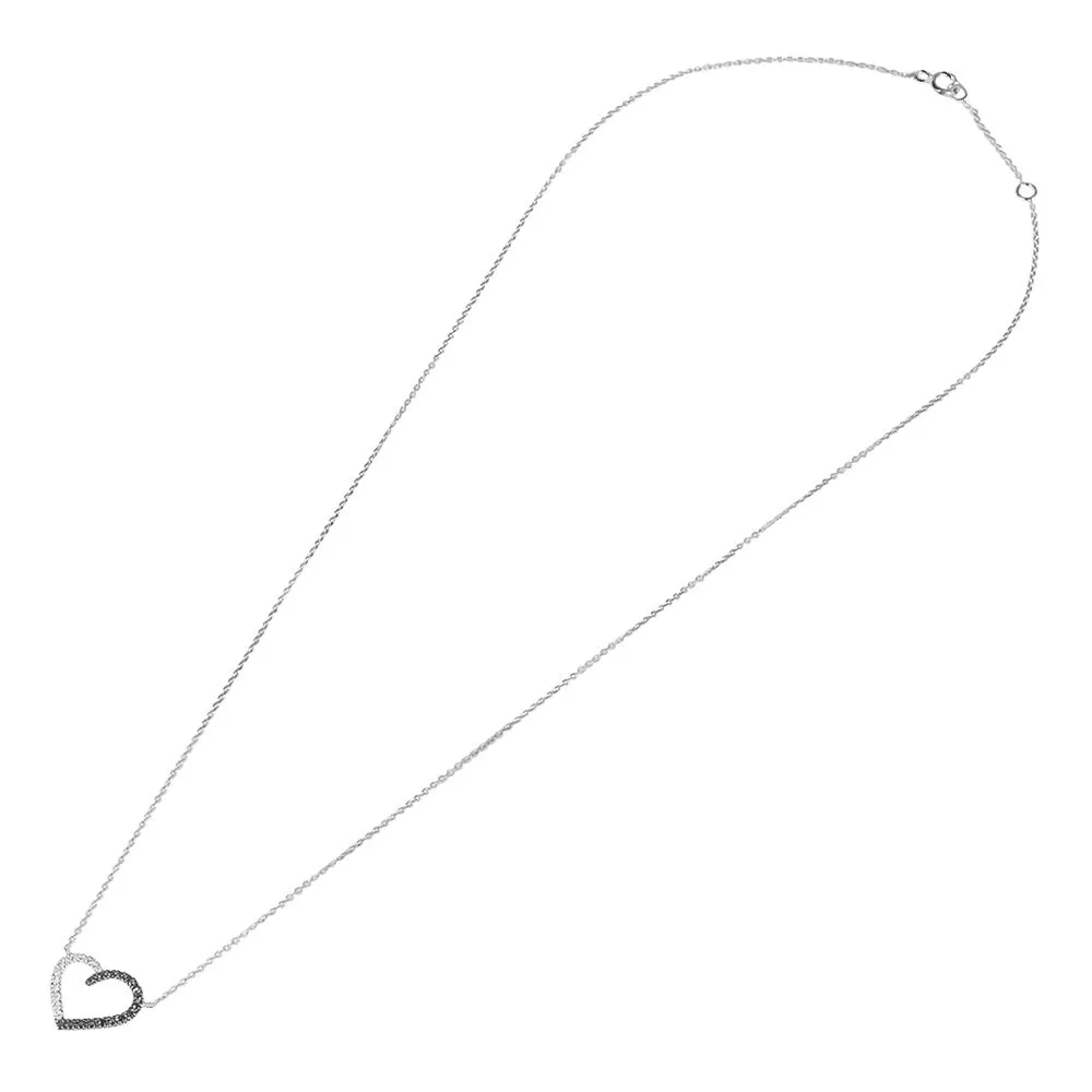 Collana Cuore Sophia Oro Bianco 375/1000 Maglia Forzatina Diamante Bianco 0,03 ct Diamante Nero 0,047 ct 40 + 2 cm 1412895