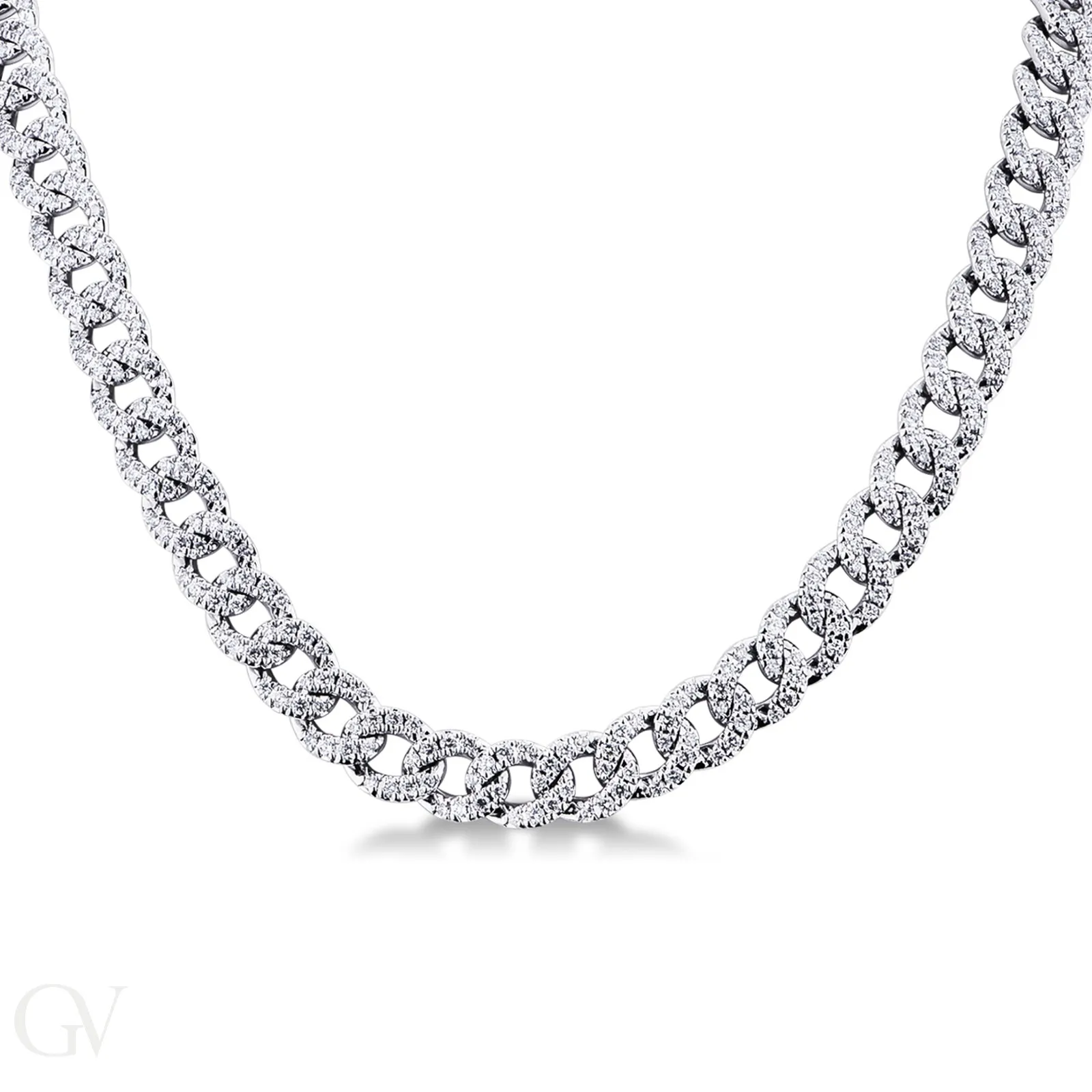 Collana maglia groumette in oro bianco 18k con Diamanti