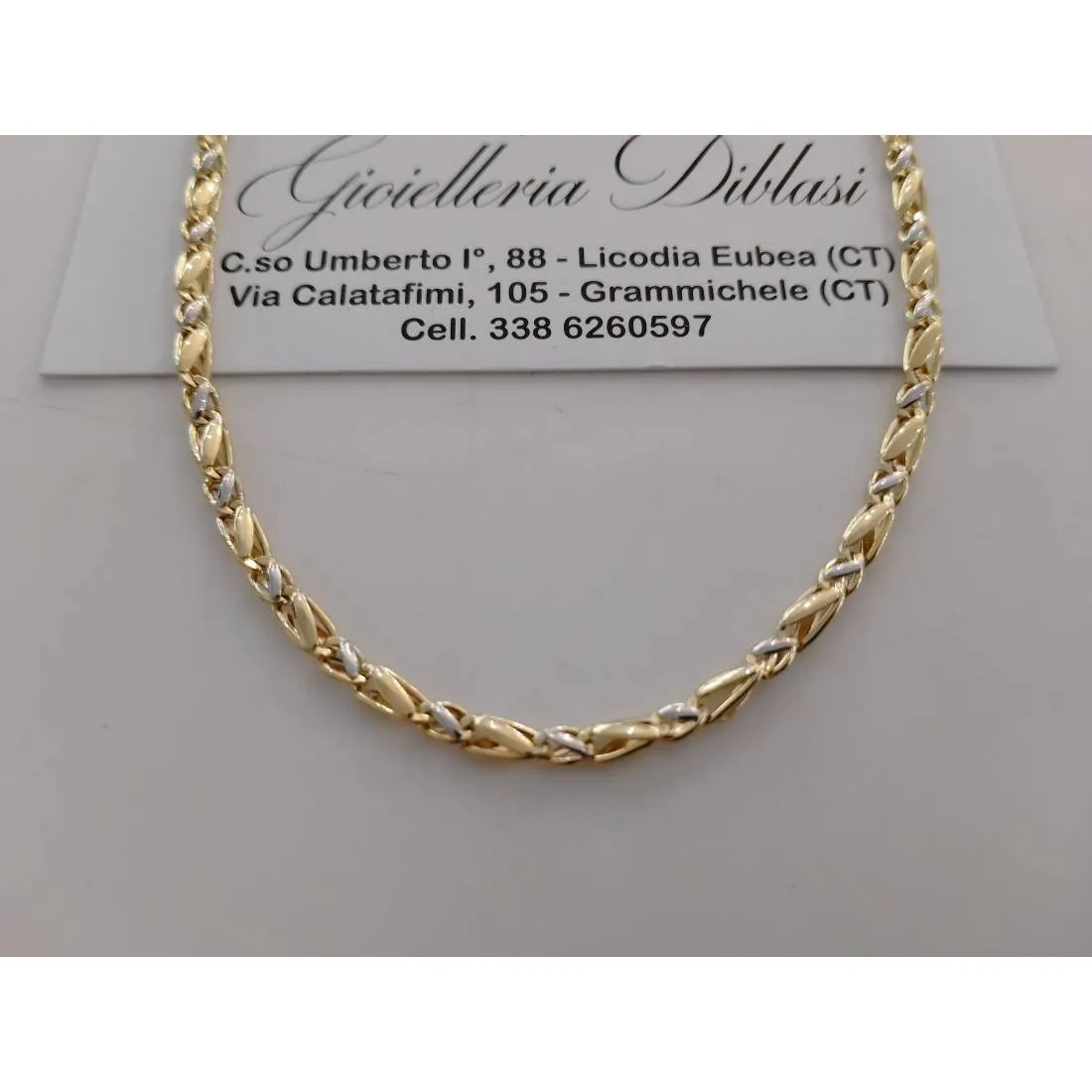 COLLANA ORO 18 KT 750% Bicolore GIALLO E BIANCO Uomo Donna Unisex COLLIER CATENA