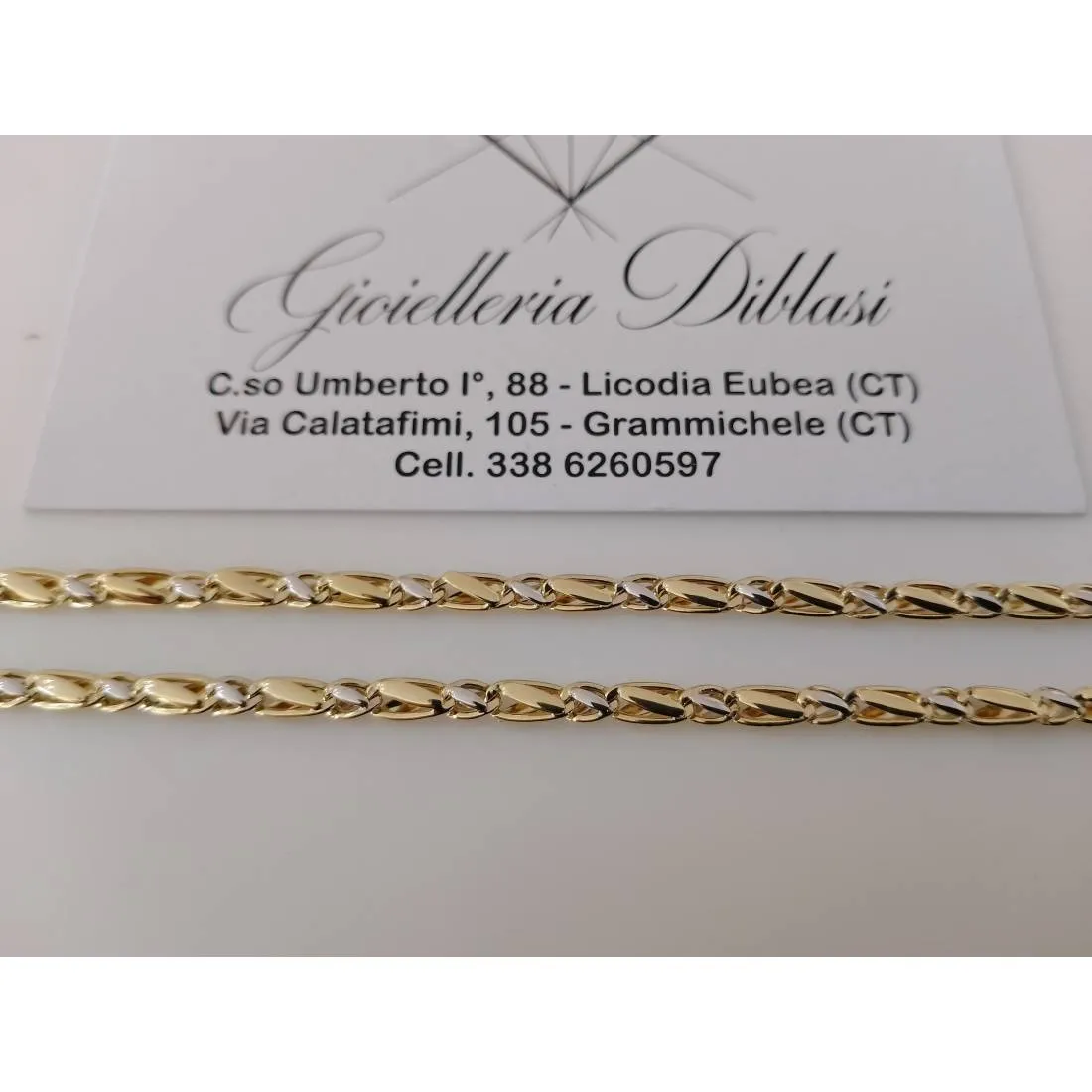 COLLANA ORO 18 KT 750% Bicolore GIALLO E BIANCO Uomo Donna Unisex COLLIER CATENA