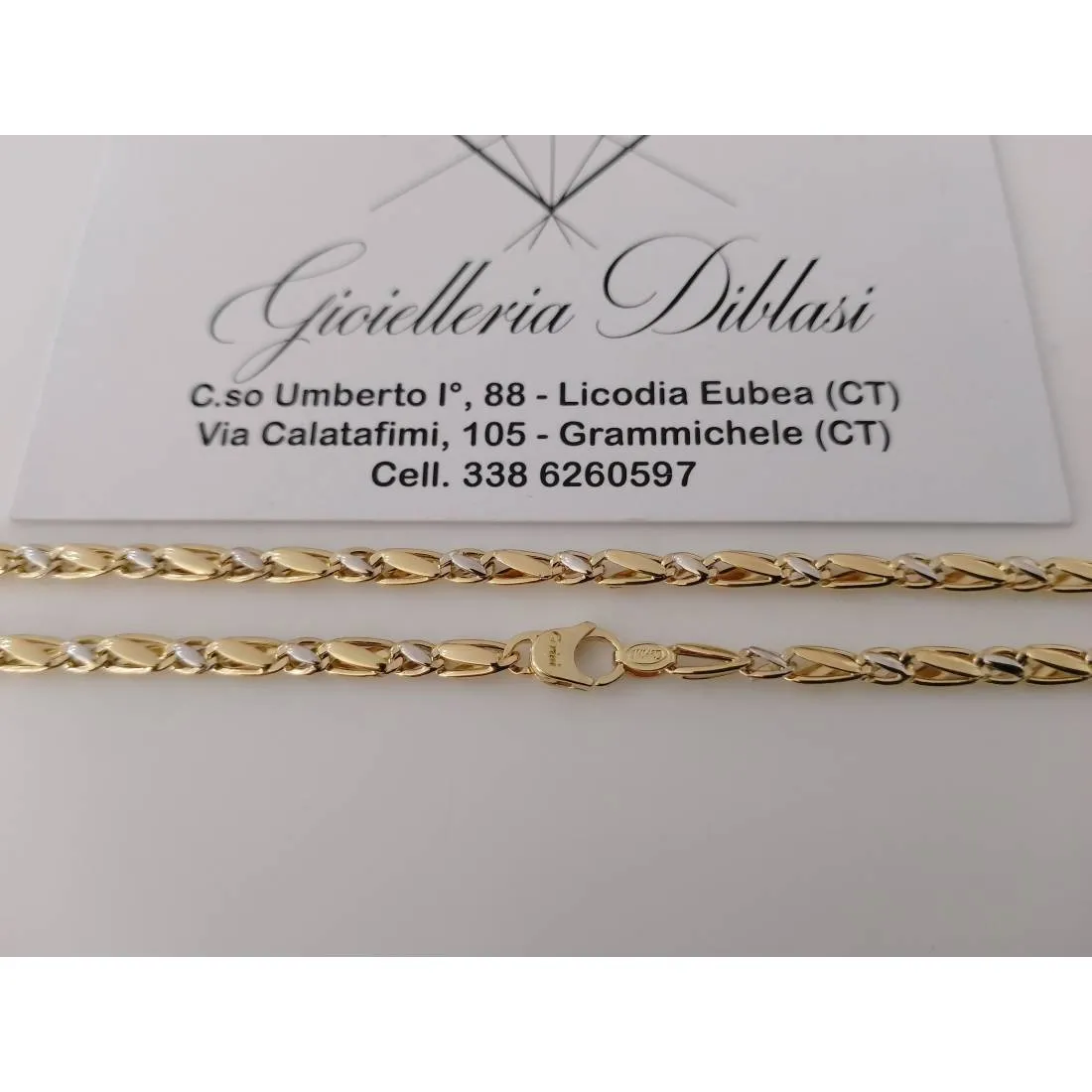 COLLANA ORO 18 KT 750% Bicolore GIALLO E BIANCO Uomo Donna Unisex COLLIER CATENA