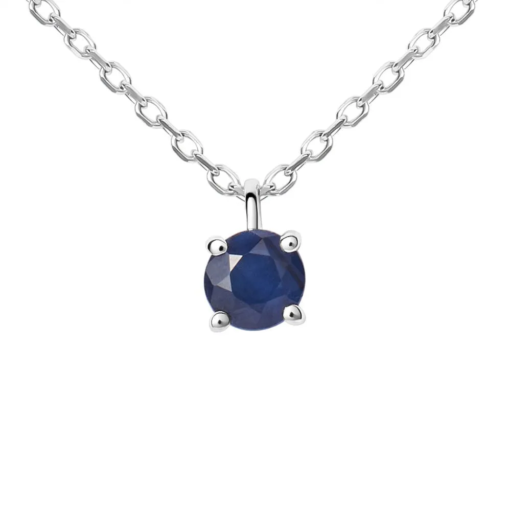 Collana Punto Luce Charlotte Oro Bianco 375/1000 Maglia Forzatina Zaffiro 0,21 ct 40 + 2 cm 1426983