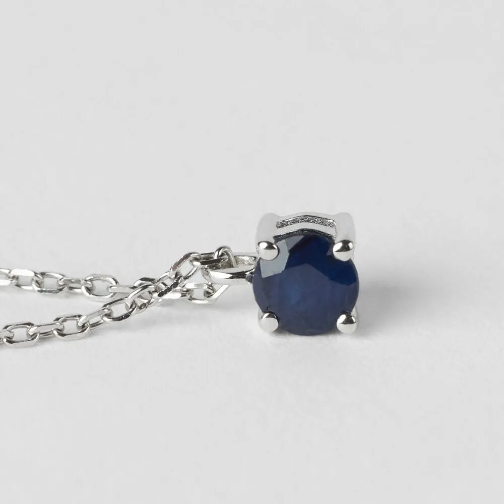 Collana Punto Luce Charlotte Oro Bianco 375/1000 Maglia Forzatina Zaffiro 0,21 ct 40 + 2 cm 1426983