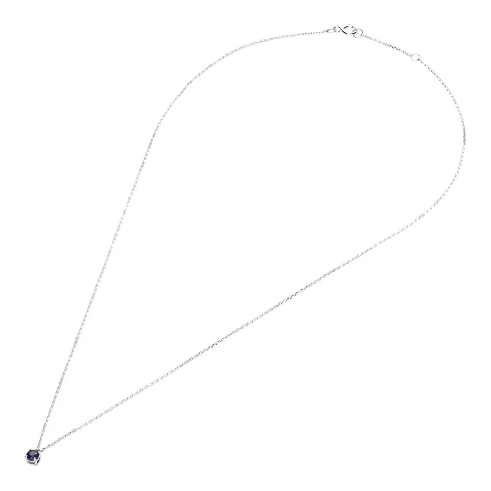 Collana Punto Luce Charlotte Oro Bianco 375/1000 Maglia Forzatina Zaffiro 0,21 ct 40 + 2 cm 1426983