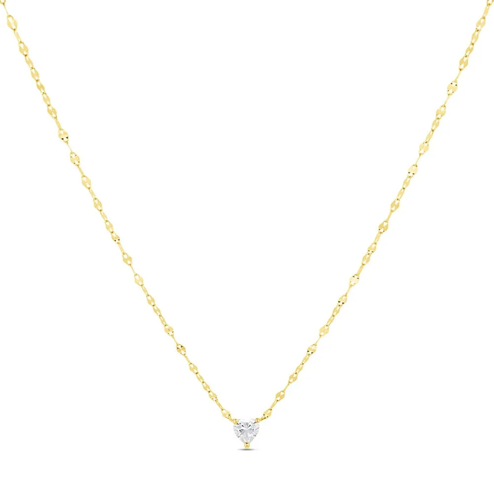 Collana Punto Luce Cuore Claire Oro Giallo 375/1000 Maglia Forzatina Battuta Cubic Zirconia Bianco 40 + 2 cm 1427841