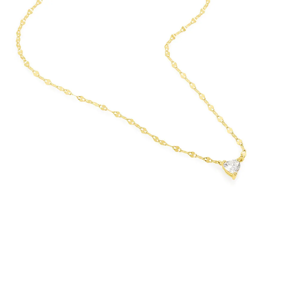 Collana Punto Luce Cuore Claire Oro Giallo 375/1000 Maglia Forzatina Battuta Cubic Zirconia Bianco 40 + 2 cm 1427841
