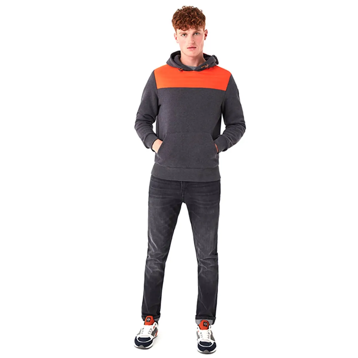 Colmar originals felpa uomo ultrasonic fahrenheit grigio/arancio