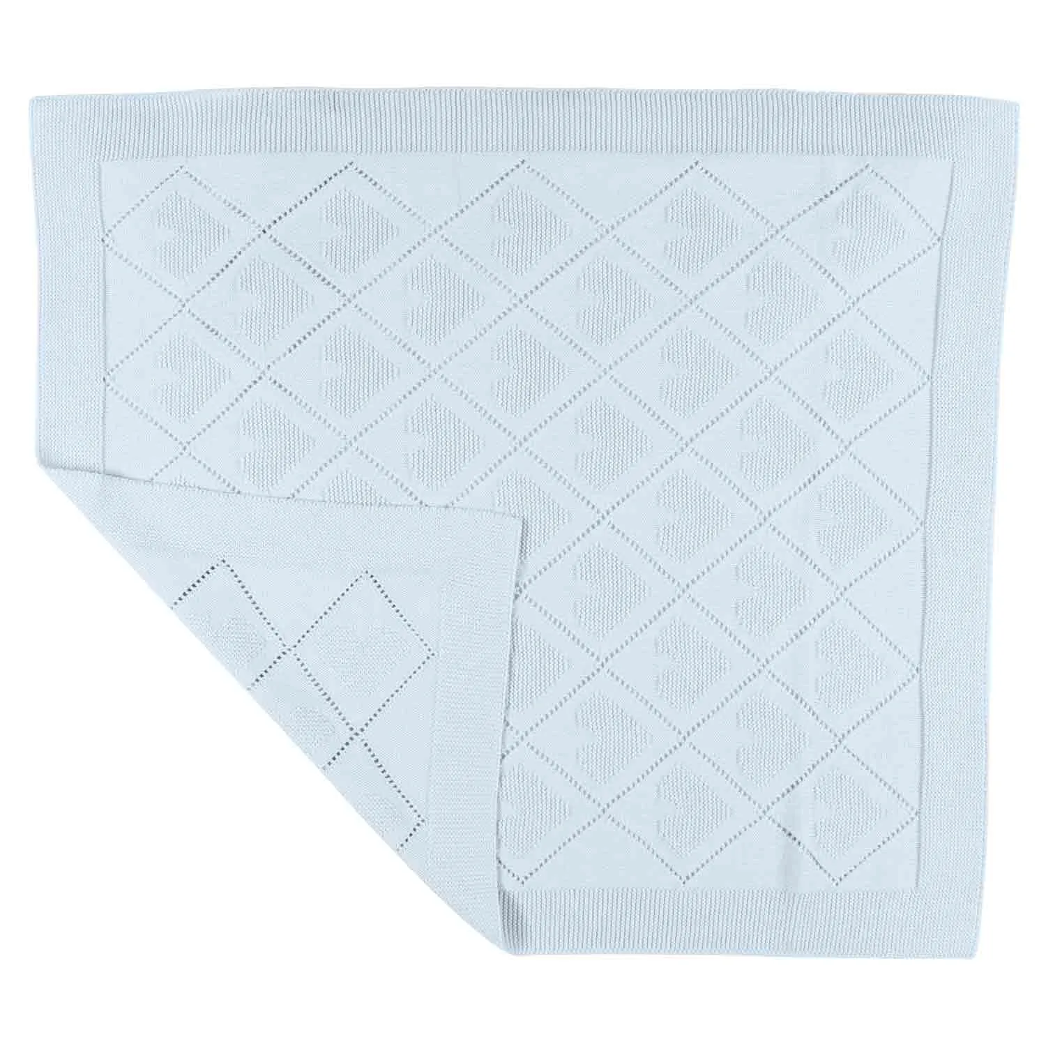 Copertina Celeste In Maglia Con Cuori E Rombi
