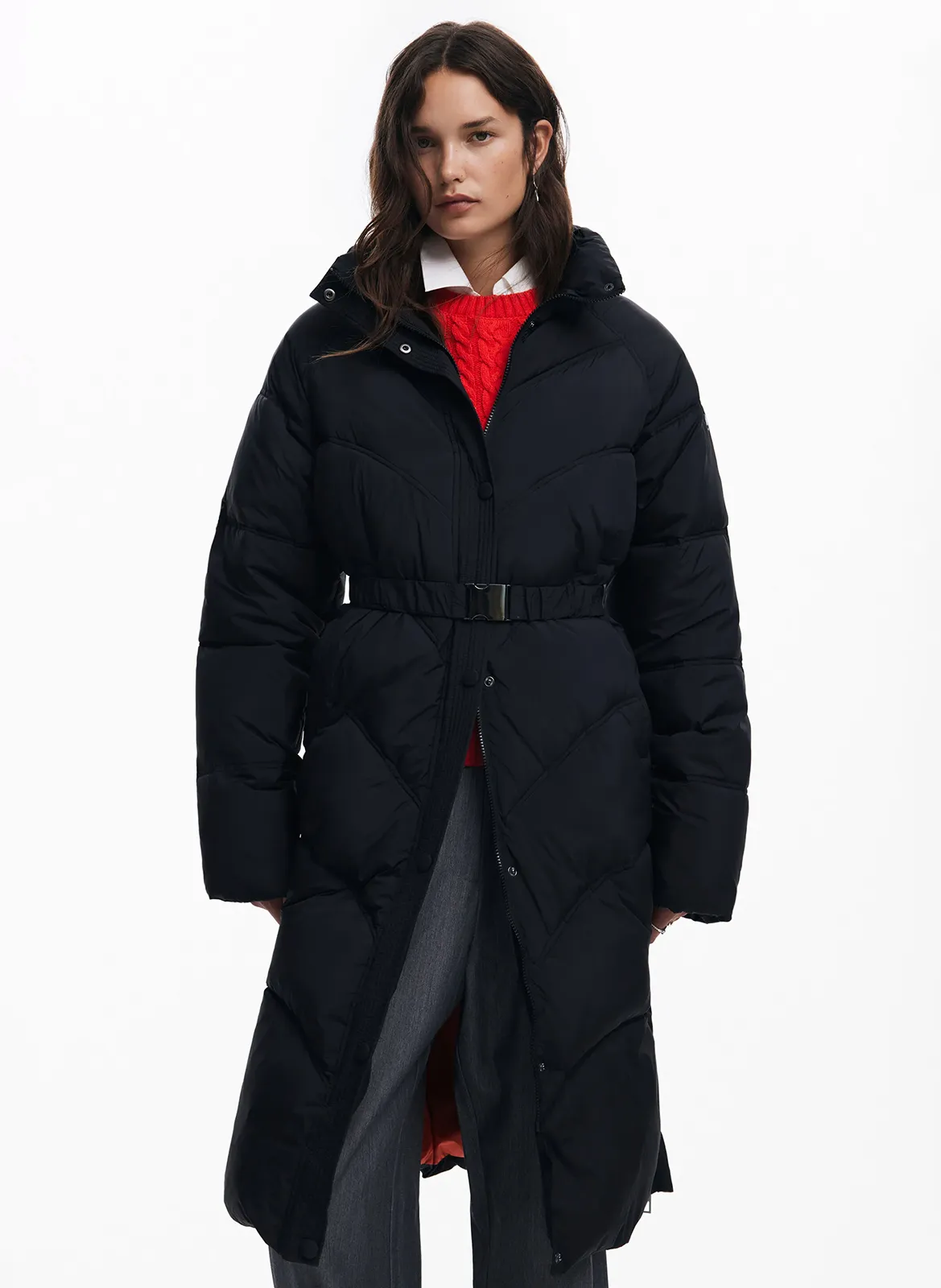  DESIGUAL   Lungo cappotto trapuntato con cappuccio | Nero