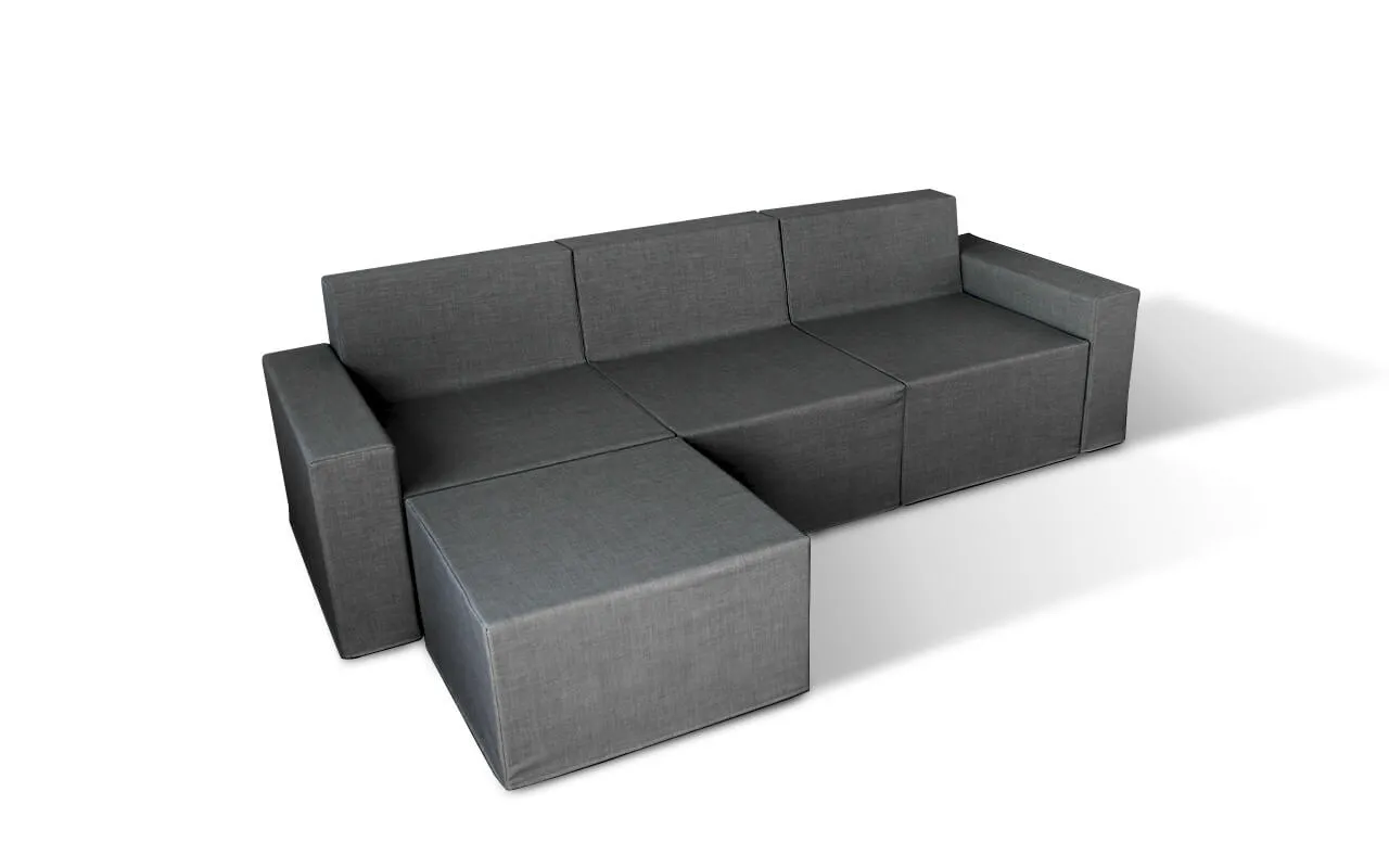 Divano 3 posti in cartone con rivestimento grigio per Home Staging