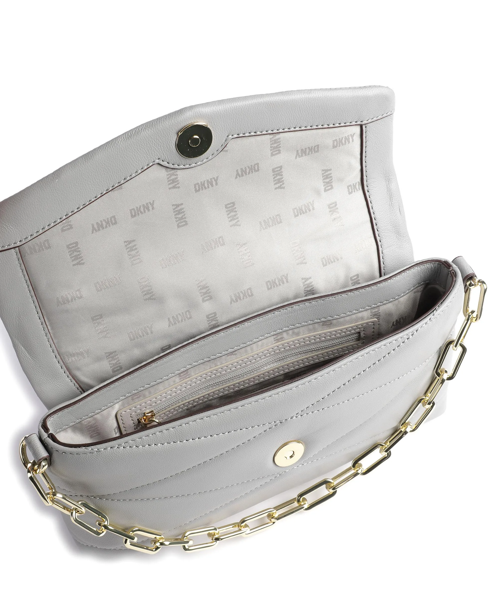  DKNY Eve Borsa a spalla cuoio di agnello grigio  