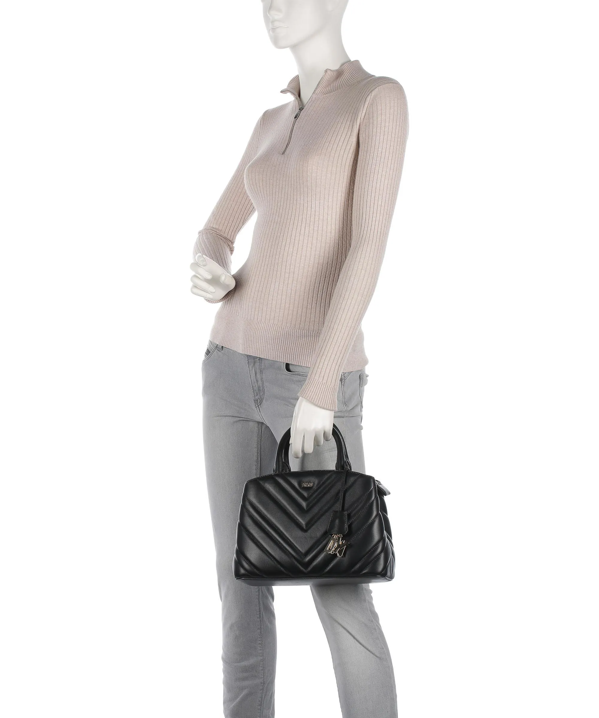  DKNY Madison Borsa a mano cuoio di agnello nero  